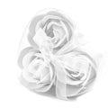Set of 3 Soap Flower Heart Box - White