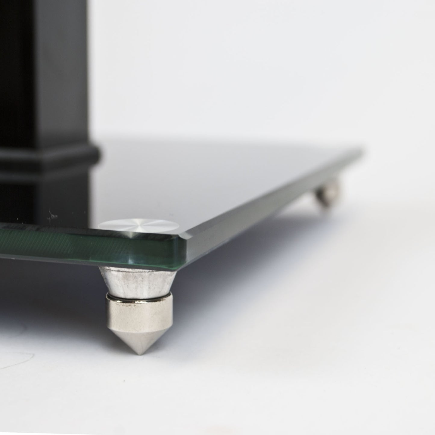 2x Black Glass Speaker Stands