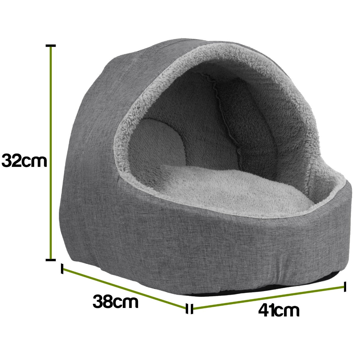 Soft Fleece Cat Igloo Bed - Grey