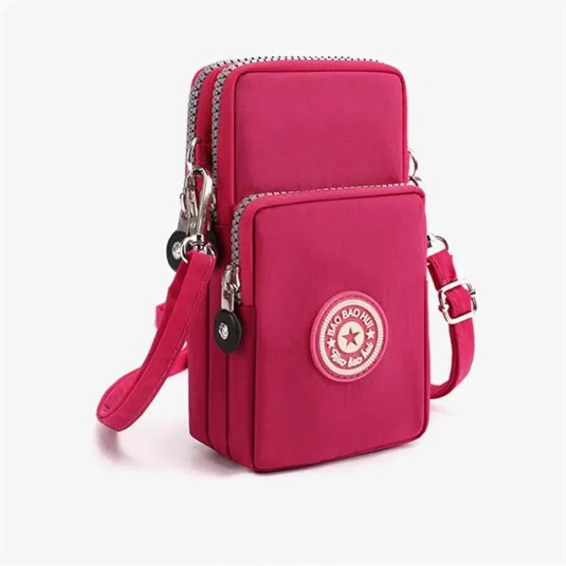 Women's Multi-Pocket Crossbody Bag – Waterproof Nylon Mobile Phone Purse with Adjustable Strap | Lightweight Travel Shoulder Bag