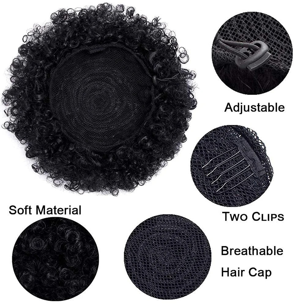 Synthetic Large Afro Puff Drawstring Ponytail Kinky Curly Bun Hair Piece African American Clip in Updo Extensions for Black Women