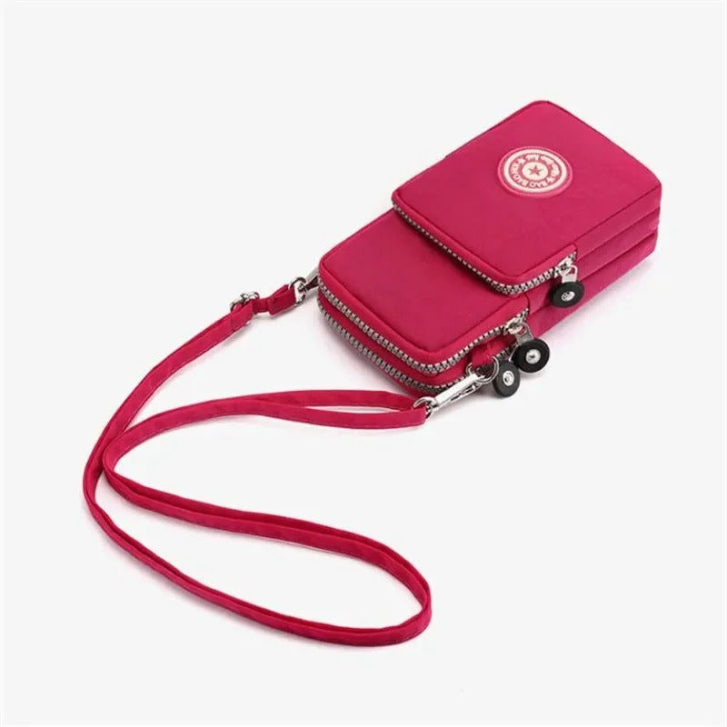 Women's Multi-Pocket Crossbody Bag – Waterproof Nylon Mobile Phone Purse with Adjustable Strap | Lightweight Travel Shoulder Bag