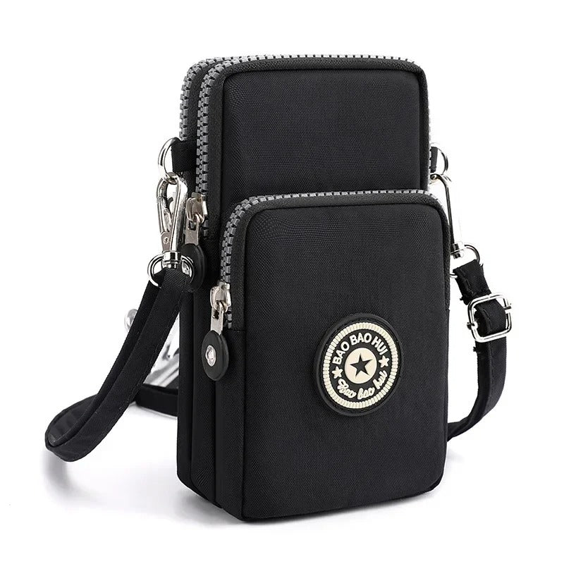 Women's Multi-Pocket Crossbody Bag – Waterproof Nylon Mobile Phone Purse with Adjustable Strap | Lightweight Travel Shoulder Bag