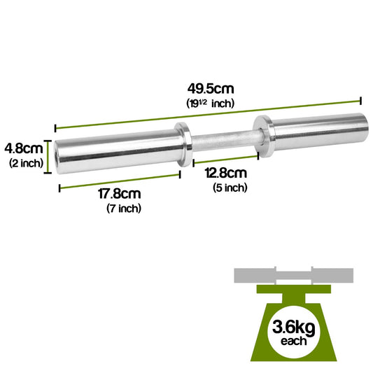 Komodo 2 Inch Olympic Dumbell Bars with Spring Collars