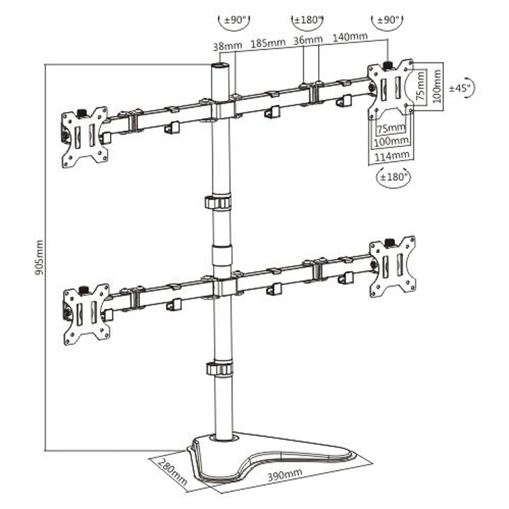 Quad Screen Monitor Mount