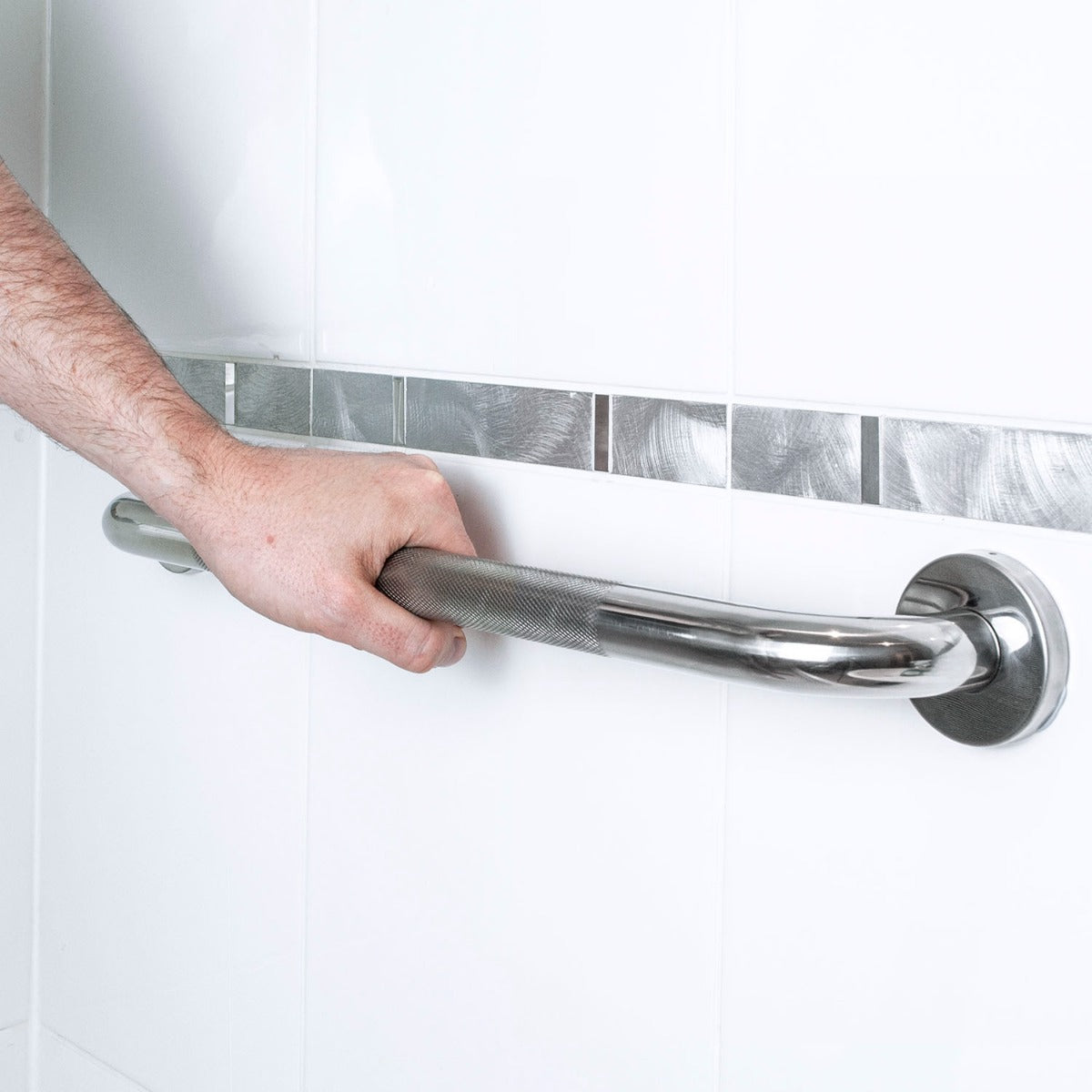 Stainless Steel Grab Bar with Knurled Grip - 45cm
