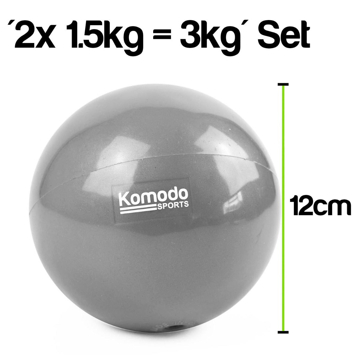 Grey Weighted Toning Balls - 2x 1.5kg